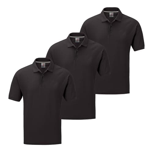 Image of DELLMOOR Men’s Plain Polo Shirts 3 Pack, Lightweight 100% Cotton Durable Short Sleeve Activewear Solid Polo Shirt for Men Adult, Sizes M - 5XL (UK, Alpha, S, Regular, Regular, Charcoal)