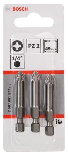 Image of Bosch 2607001577 Extra Hard Screwdriver Bit for Pozidriv Cross Head Screws - Pack of 3