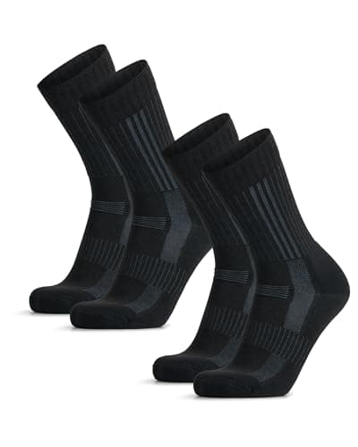 Image of DANISH ENDURANCE Terrain Expert Pro Hiking Socks, Merino Wool, Maximum Protection, Men & Women, Unisex, 2 Pack, Black, 3-5