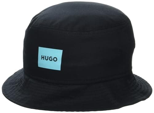 Image of HUGO Men's Square Logo Bucket Hat, Black Pepper, S-M