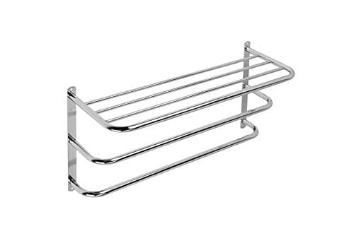 Image of Croydex QM261841 Chrome Plated Mild Steel Wall Mounted Towel Rack and Additional Rails, 21.5 x 63 x 30 cm