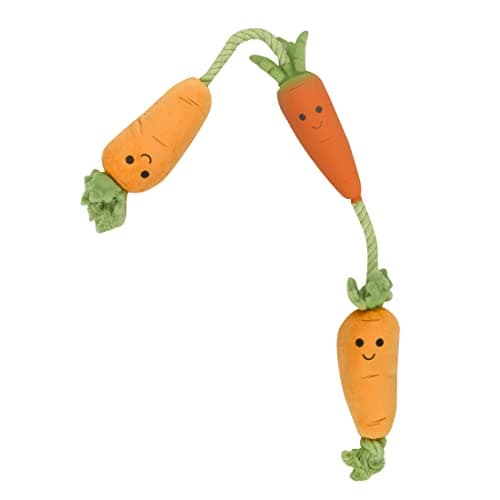 Image of Smart Garden ZOON Plush Fun Tugga Carrots tug of war Dog Toy on rope