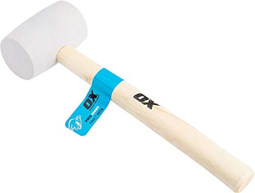 Image of OX Pro White Rubber Mallet - Non-marking Rubber Mallet Hammer with Wooden Handle - 16 oz
