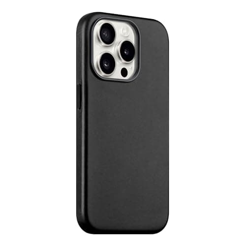 Image of maogoam for iPhone 13 Pro Case Leather Compatible with MagSafe, Top Layer Premium Veg-Tanned Cowhide Leather case for iPhone 13 Pro 6.1", Elegant Style, Gloss Black