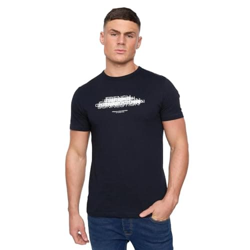 Image of French Connection Double Logo T-Shirt - L - Marine/White