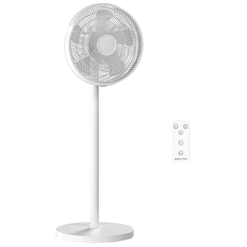 Image of HOMCOM 16" Standing Pedestal Fan, Quiet Electric Cooling Floor Fan with 80° Oscillating, Adjustable Tilt and Height, 4 Speed, 10H Timer, Remote Control, LED Display, for Home Office Bedroom, White