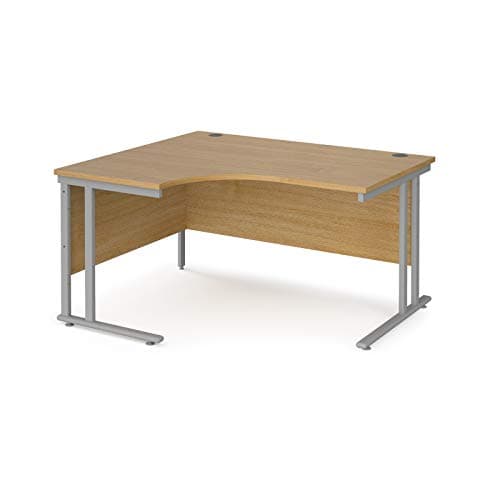 Image of Mr Office Maestro 25 left hand ergonomic desk - silver cantilever leg, Oak, 1400