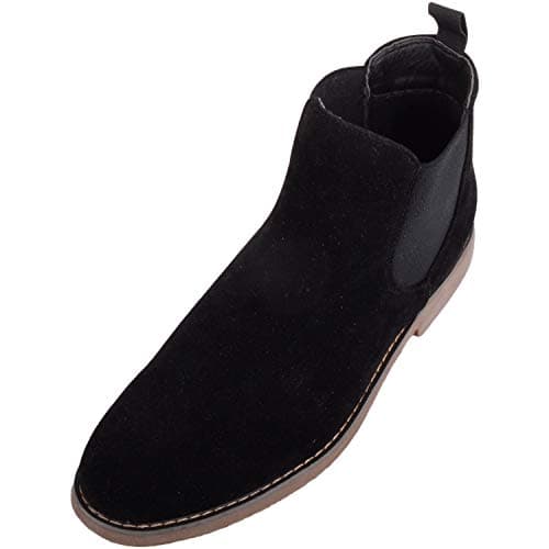 Image of ABSOLUTE FOOTWEAR Mens Smart Casual Chelsea Desert Faux Suede Ankle Boots, Black, UK 9 / EU 43