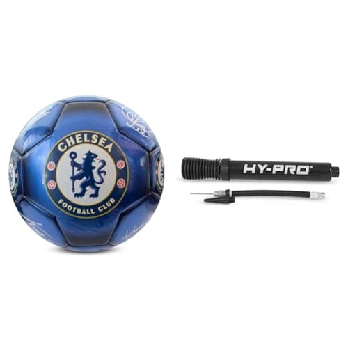 Image of Hy-Pro Officially Licensed Chelsea F.C. Classic Signature Football | Metallic, Size 5, Blues, Training, Match, Merchandise, Collectible For Kids and Adults with Portable Pump