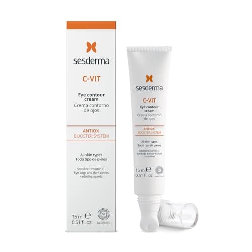 Image of Sesderma | C-Vit Eye Contour Cream | Vitamin C | Eye Contour Cream | Eye Brightening | Reduces Puffiness and Dark Circles | Depuffing Eye Cream | 15 ml
