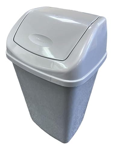 Image of Chabrias Ltd Grey Swing Bin 50 Litre Waste Rubbish Recycling Bin - Flip Top Dustbin for Home, Kitchen, and Office