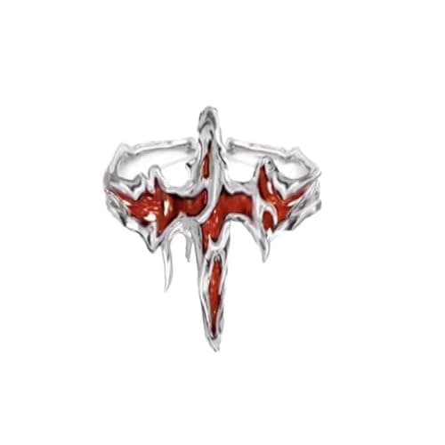Image of IXDEAXLY Punk Red Heart Spider Y2k Star Necklace Ring Trendy Collar Chain Necklace Ring for Women Men Teen Fashion Jewelry, Zinc, No Gemstone