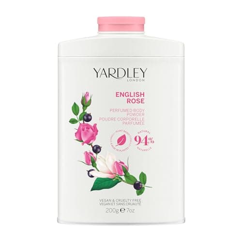 Image of Yardley London English Rose Perfumed Body Powder 200g – Refreshing Talcum Powder with Classic Floral Fragrance