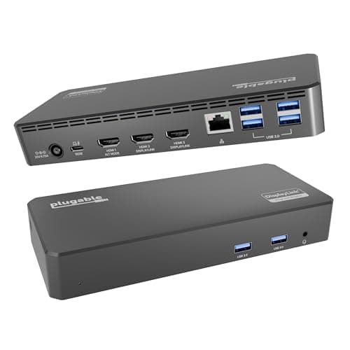 Image of Plugable USB C Triple Display Docking Station | 60W PD, 3x HDMI (1x 4K 30Hz, 2x 1080p 60Hz), 6x USB 5Gbps Ports | Windows, macOS, ChromeOS Compatible - Enhance Productivity with Multi-Monitor Support