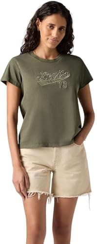 Image of Levi's Women's Graphic Boxy Tee T-Shirt, Green (0040), M