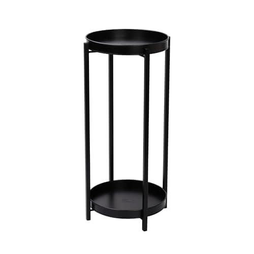 Image of simpa 2 Tier Colour Metal Flower Plant Pot Holder Stands - Matt Black