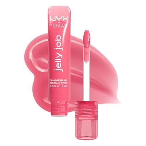 Image of NYX Professional Makeup Jelly Job Peptide Lip Gloss, High-Shine Glassy Finish, Volumizing Peptide Complex & Cherry Oil, 16 Shimmer & Pure-Shine Shades, Shade: Jelly Blushin'