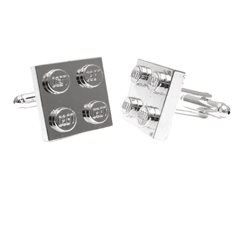 Image of Chrome Silver Colour Cufflinks Handmade with Building Bricks plates *