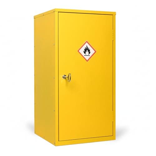 Image of DFENG Hazardous Substance Storage Cabinet,Metel COSHH Cupboard,Fire Proof Flammable Yellow Small Cabinets,HSE Safety Cabinet for Workplace Use 910(H) x 460(W) x 460(D) mm