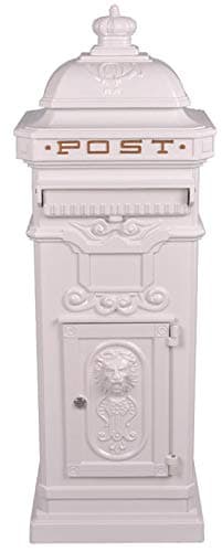 Image of Post Box/Mail Box Freestanding Cast Aluminium Letter Box in White