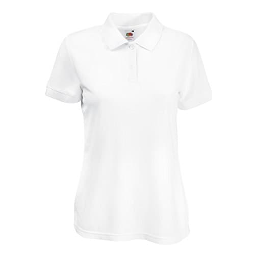 Image of Fruit of the Loom SS86 Women's Fit Pique Short Sleeve Polo Shirt White M