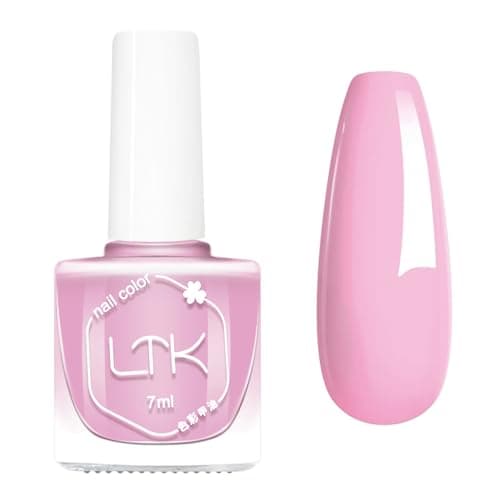 Image of Baby Pink Nail Polish - 7ml Pink Nail Varnish Quick Dry - Light Pink Long Lasting Nail Polish - Pure Color Breathable Nail Varnish,High Glossy Shine 60 Seconds Dry,Oil Based Formula,No Need Baking