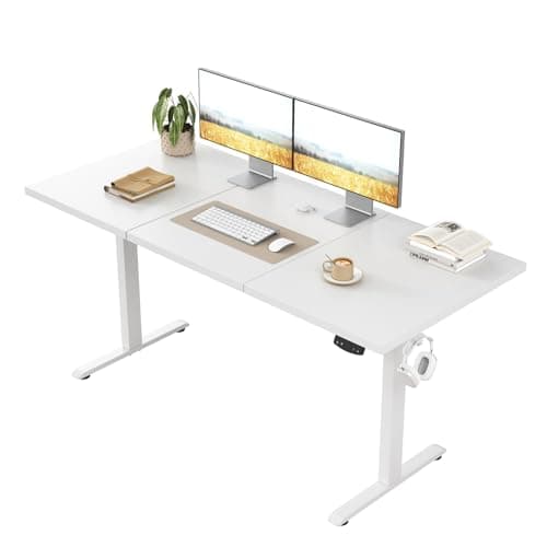 Image of Klicelor Height-Adjustable Desk, Electric Sit-Stand Office Desk, Computer Desk with 2 Memory Functions, Standing Desk, 160 x 60 cm, White