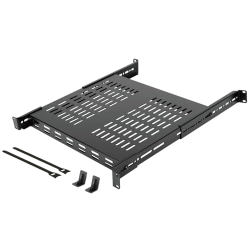 Image of Tecmojo 1U Adjustable Vented Server Rack Mount Shelf - 13.8" (350mm) -23.6" (600mm) Depth, Supports up to 242 lbs - Universal Tray for 19" AV/Network Equipment