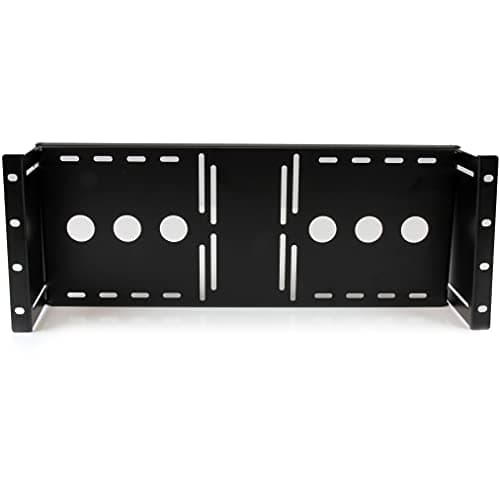 Image of StarTech.com 4U Universal VESA LCD Monitor Mounting Bracket for 19-inch Rack or Cabinet - TAA Compliant - Cold-Pressed Steel Bracket (RKLCDBK), Black, 17.7cmx84.2cmx10.8cm