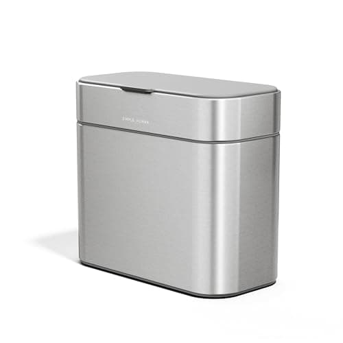 Image of simplehuman CW1645 4L Compost Caddy, Indoor Kitchen Countertop Bin for Food Waste, Removable Inner Bucket, Soft-Seal Lid, Fingerprint-Proof Coating, Brushed Stainless Steel