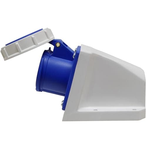Image of 16 Amp Socket Waterproof IP67 3 Pin Blue 240V Female Wall Mount 16A IEC60309-2