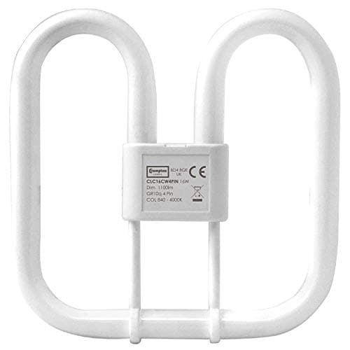 Image of Crompton Lamps CFL 2D 16W GR10q Dimmable 4000K Cool White Frosted 1100lm 4-Pin Energy Saving DD Compact Fluorescent CC Slim Opal Light Bulb