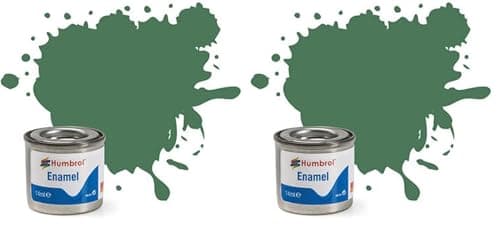 Image of Humbrol Enamel Paint 14ML No 101 Mid Green - Matt (Pack of 2)