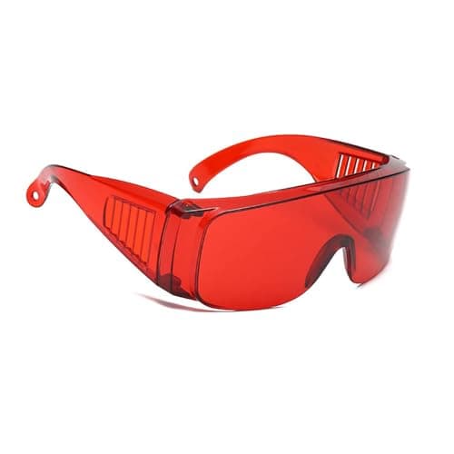 Image of TopHomer Safety Glasses, Protective Lab Goggles UV Resistant Safety-Over Spectacles for Workshop, Laboratory and Construction (Red)
