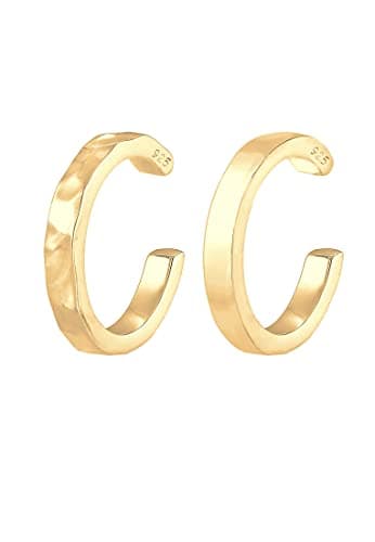 Image of Elli Earrings Women Earcuff Organic Look Minimal Basic Adjustable from 925 Sterling Silver Gold Plated