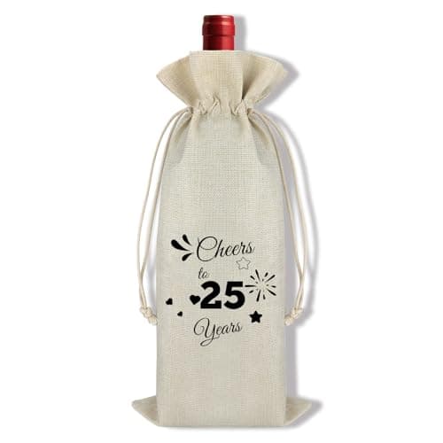 Image of 25th Anniversary Wine Bag Gifts for Couple 25th Wedding Anniversary Wine Bottle Bag Gifts For Husband Wife Parents Friend Unique Happy 25Anniversary Decorations for Women Men
