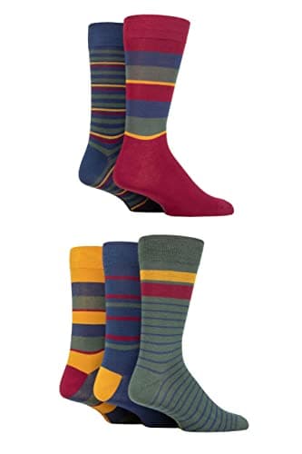 Image of SockShop Men's Patterned Bright Colourful Natural Bamboo Socks Various Designs for Everyday Wear Size 7-11 Pack of 5 (7-11, Cedar)