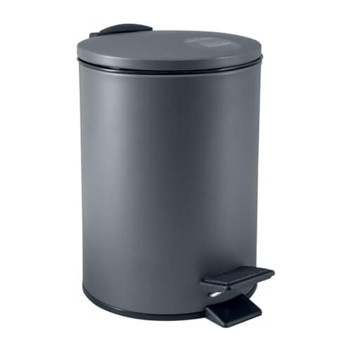 Image of Spirella Adelar Cosmetic Bin 3 Litres Stainless Steel with Soft-Close Mechanism and Inner Bucket Bathroom Bin Soft Close Waste Bin Anthracite