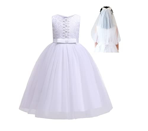 Image of Cinda Girls White Holy Communion Dress with Veil 10-11 Years
