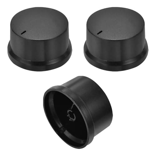 Image of sourcing map 3Pcs Rotary Potentiometer Knob 6mm Hole D Shaft, 1.0" H x 1.8" Dia Black Plastic Volume Knobs Cap for Guitar Bass Volume Control Knob,Switch Knob