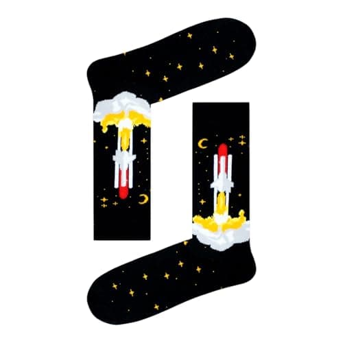 Image of Rocket Pattern Fun Socks Nasa Gifts Space Funky Novelty Unisex Premium Cotton