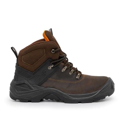 Image of Xpert - Warrior S3 Safety Boots. Lace Up Steel Toe Cap Shoes, Comfortable And Water Resistant Boots For Men. S3 Rating With Midsole Design For Safety and Ankle Support (Brown, UK6)