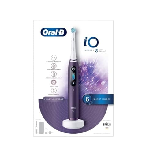 Image of Oral-B iO8 Electric Toothbrushes For Adults, Oral B Electric Toothbrush, App Connected Handle, 1 Ultimate Clean Toothbrush Head & Magnetic Pouch, 6 Modes, Teeth Whitening, 2 Pin UK Plug