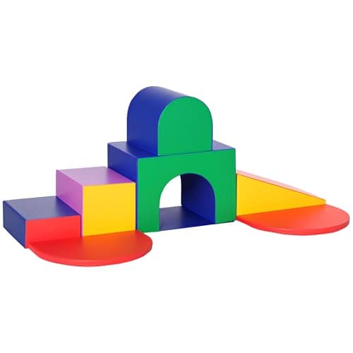 Image of HOMCOM 7 Pieces Foam Soft Play Set Kids Indoor Climbers Play Structures Toddler Educational Play