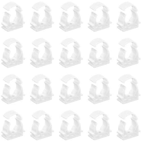 Image of 20 PCS White Plastic Water Pipe Clamps,Snap-On Single Tube Clips (20mm Inner Diameter)