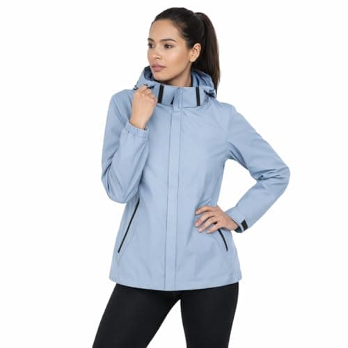 Image of Blu Apparel Ladies Waterproof Jacket Womens Rain Coat Rain Jackets for Women Windproof Breathable Mesh Lined (UK, Numeric, 20, Regular, Regular, Smokey Blue)