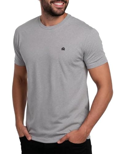 Image of Men's Crew Neck T-Shirts - Premium Fitted Modern Basic Logo Tees-1-pack Grey Heather-3X-Large