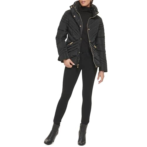 Image of GUESS Women's Midweight Puffer Jacket, Cold Weather Black, XL