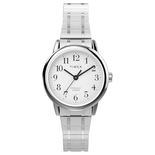 Image of Timex Easy Reader® Women's 25mm Watch, White Dial Silver-Tone Case, Silver-Tone Stainless Steel Expansion Band TW2W52300