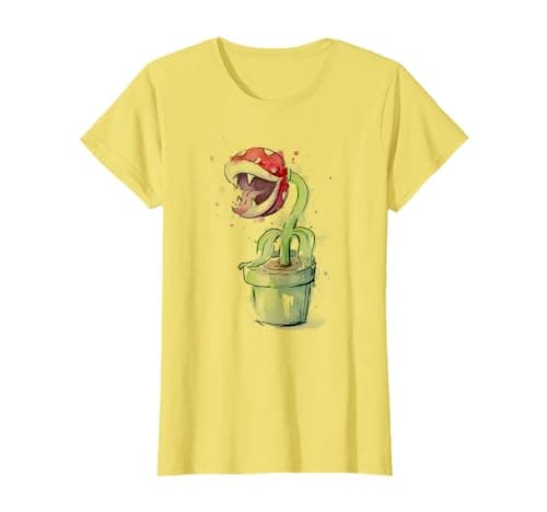 Image of Piranha Plant T-shirt Retro Video Game Art Geek Apparel T-Shirt